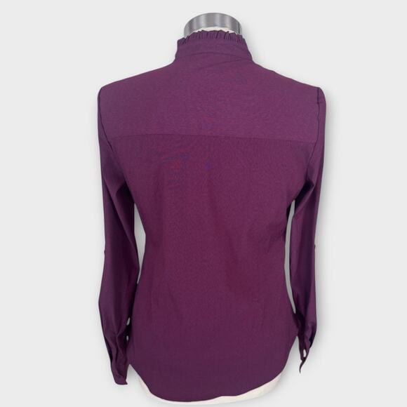 ELLE XS Purple V Neck Button Front Shirt Polyester Rayon Spandex - Picture 7 of 8